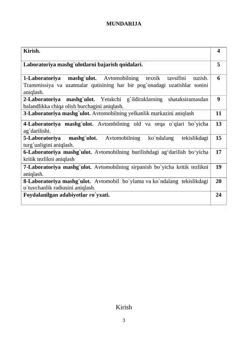 AVTOMOBILLAR KONSTRUKSIYASI 3