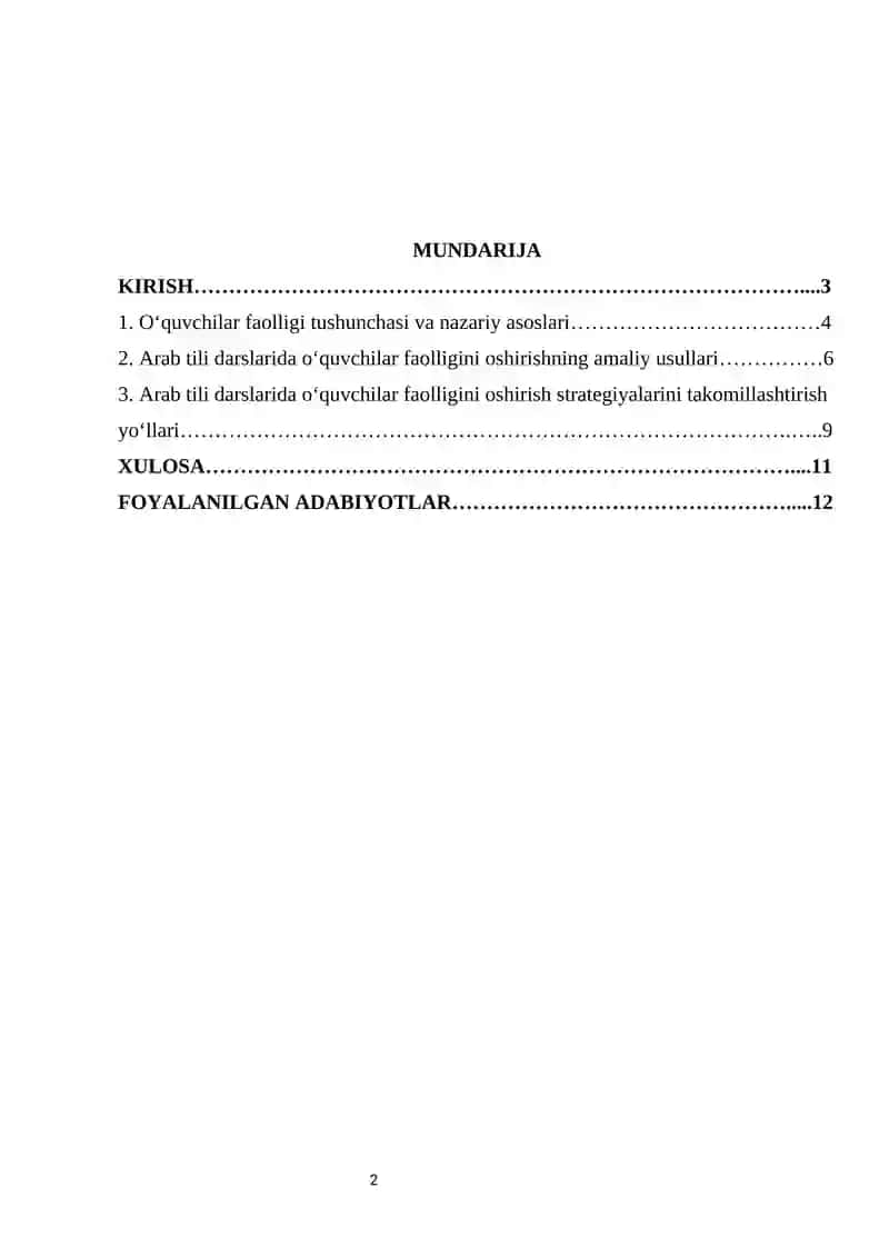 Arab tili darslarida o'quvchilar faolligini oshirish strategiyalari. 3