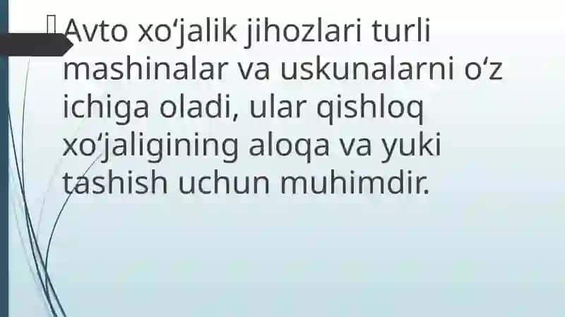 transport da Avto xo'jalik jihoz lari haqida ma'lumot. 3