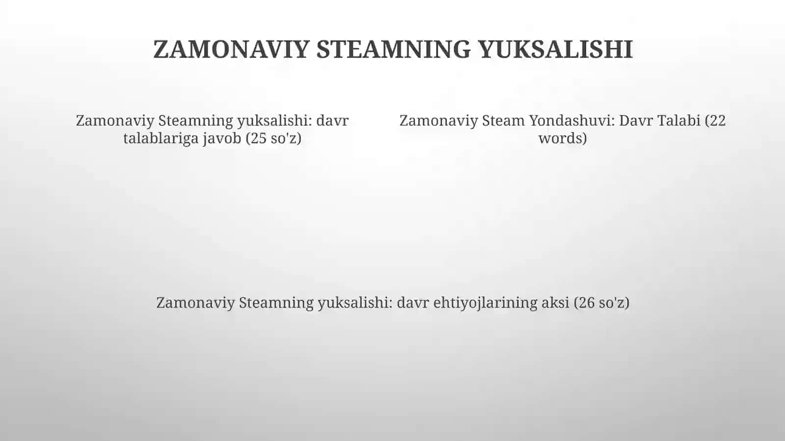 Zamonaviy Steam Yondashuvi 3