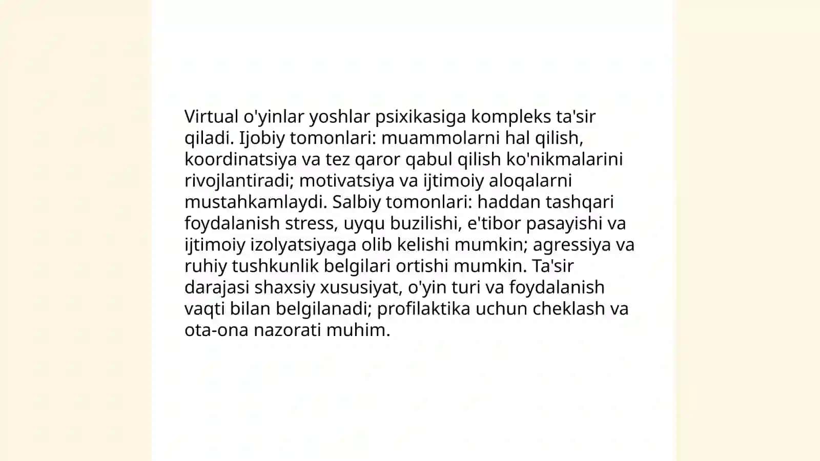Virtual o'yinlarning yoshlar ongiga ta'siri 3