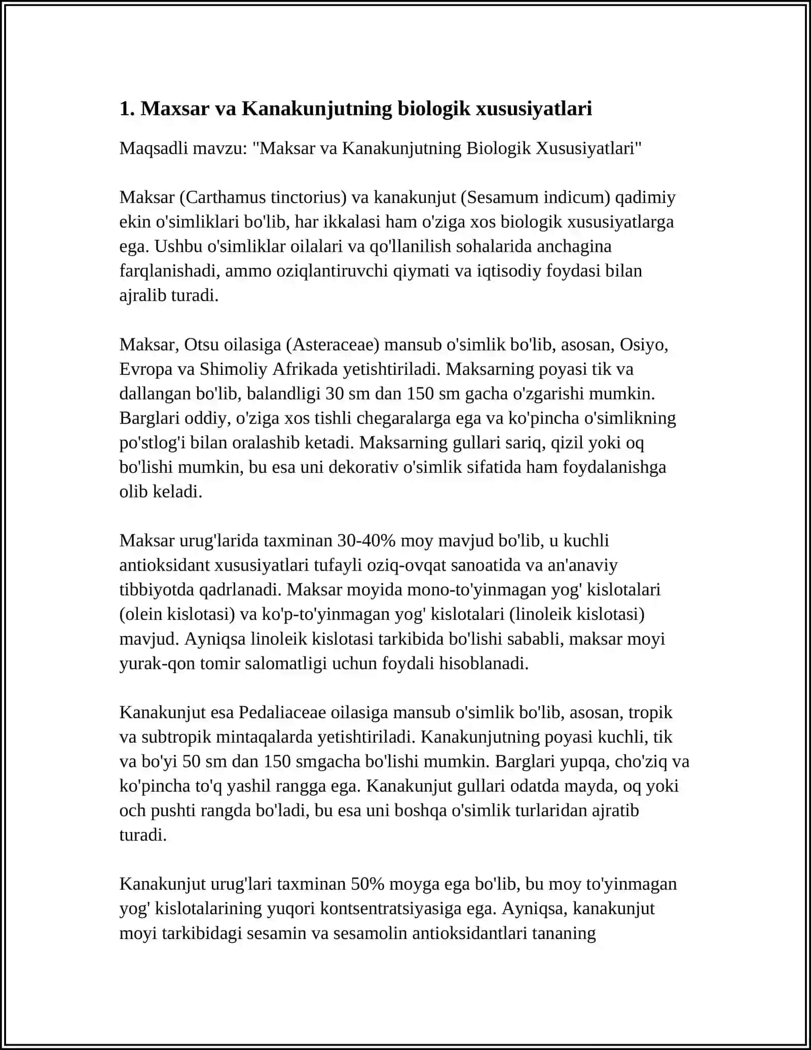 Maxsar va Kanakunjutning biologik xususiyatlari 3
