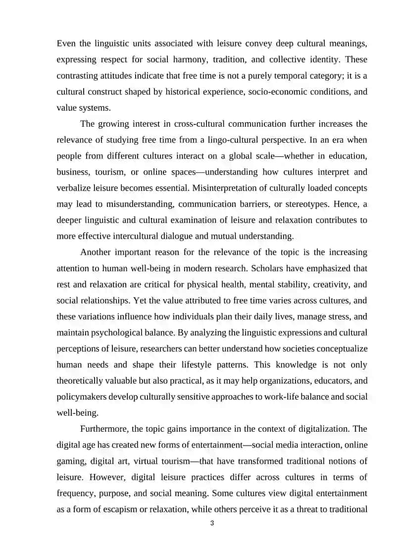 The Concept of Free Time: Relaxation and Leisure – A Comparative Lingo-Cultural Study 3