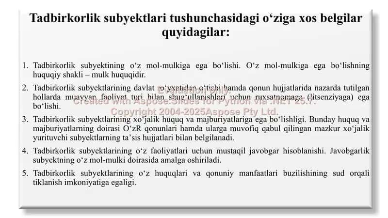 Tadbirkorlik subyektlari faoliyatini tashkil etish 3