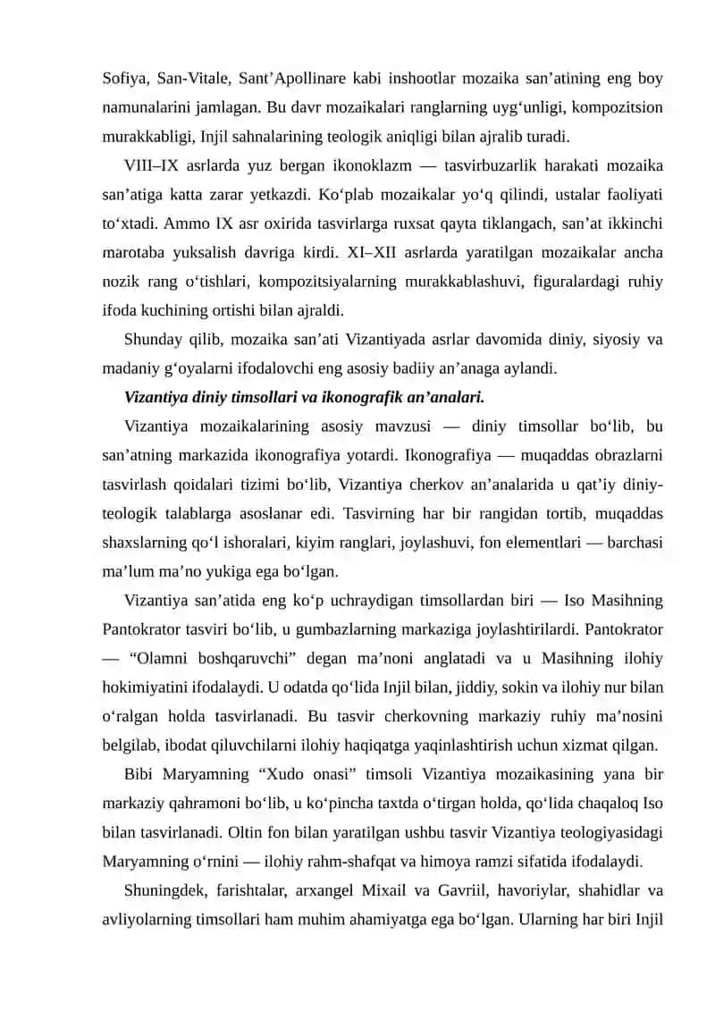 VIZANTIYA MOZAIKA SAN’ATI VA DINIY TIMSOLLARI 3