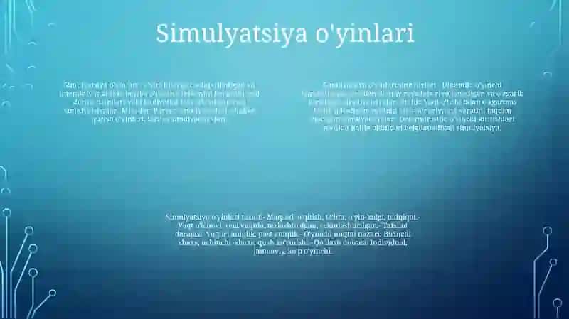 Texnologik O'Yinlarning Klassifikatsiyasi 3