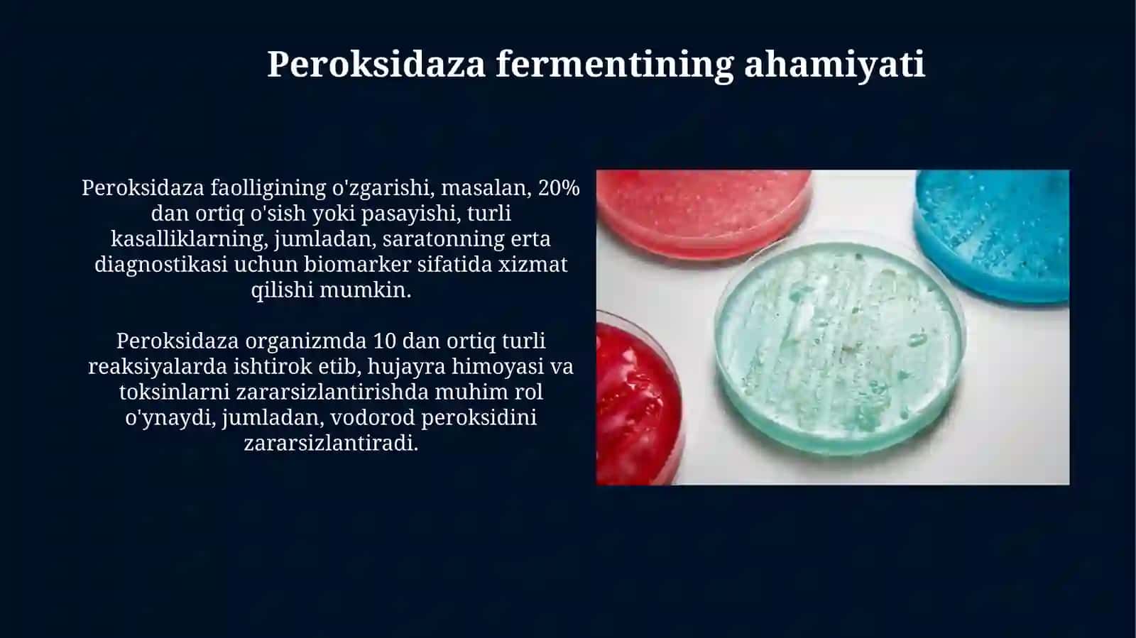 Peroksidaza fermentining faolligini aniqlash 3