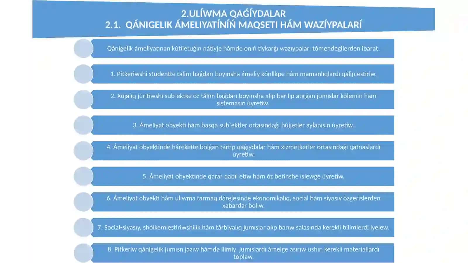 Ámeliyattıń úlgi mazmunı 3