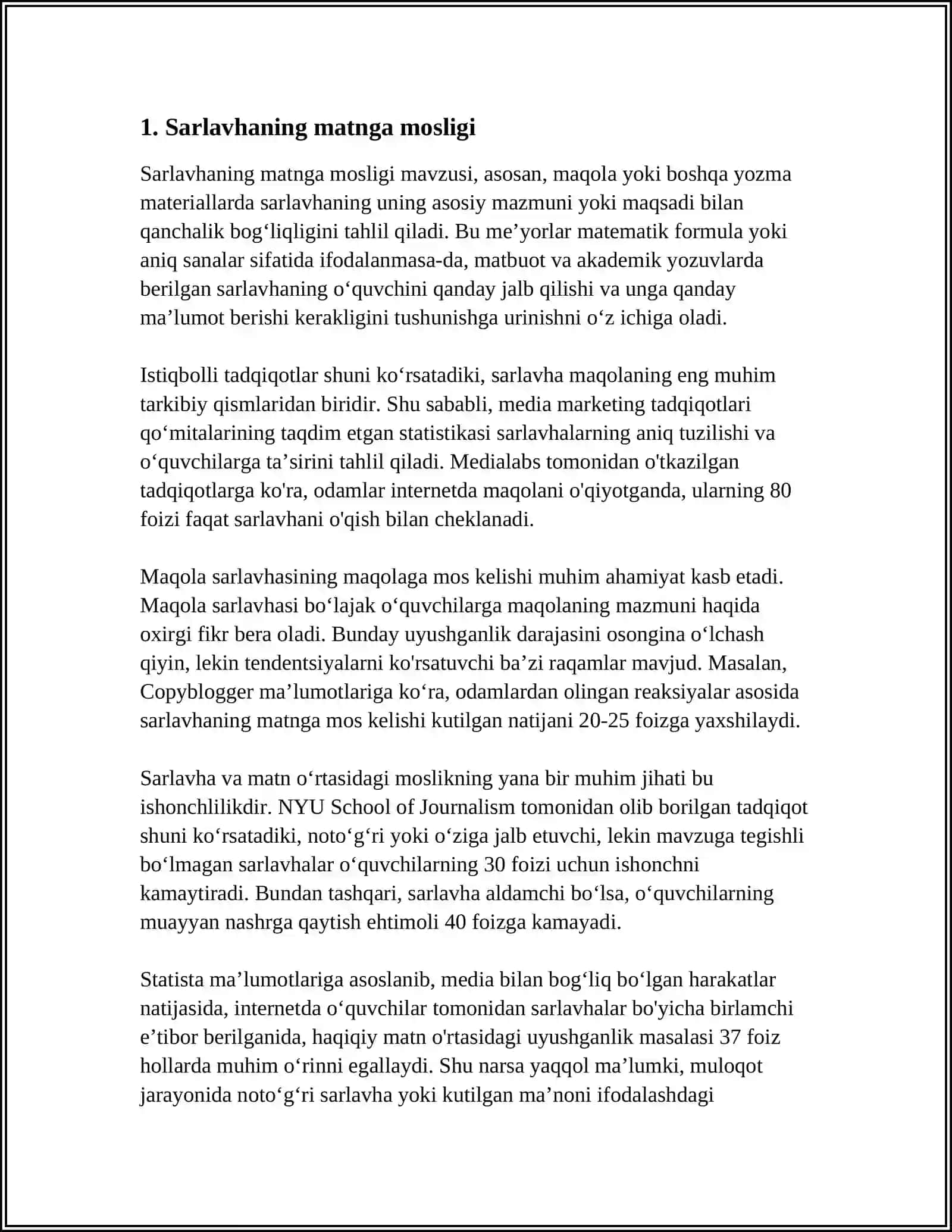 SARLAVHA VA MATN MUNOSABATI 3