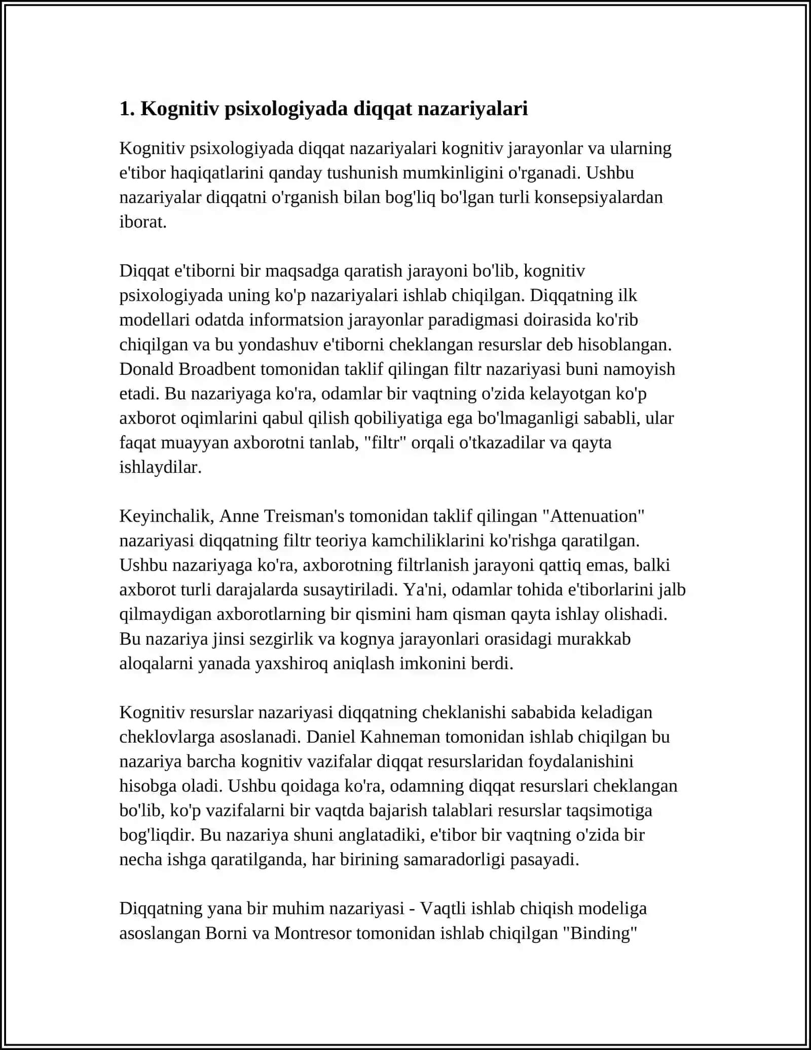 KOGNITIV PSIXALOGIYADA DIQQAT TADQIQOTLARI 3