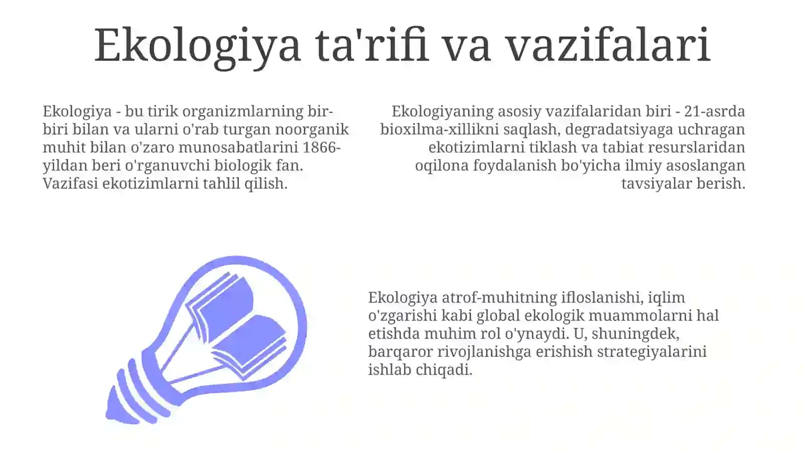 Ekologiya: Ta'rif, Vazifalar va Ta'lim 3