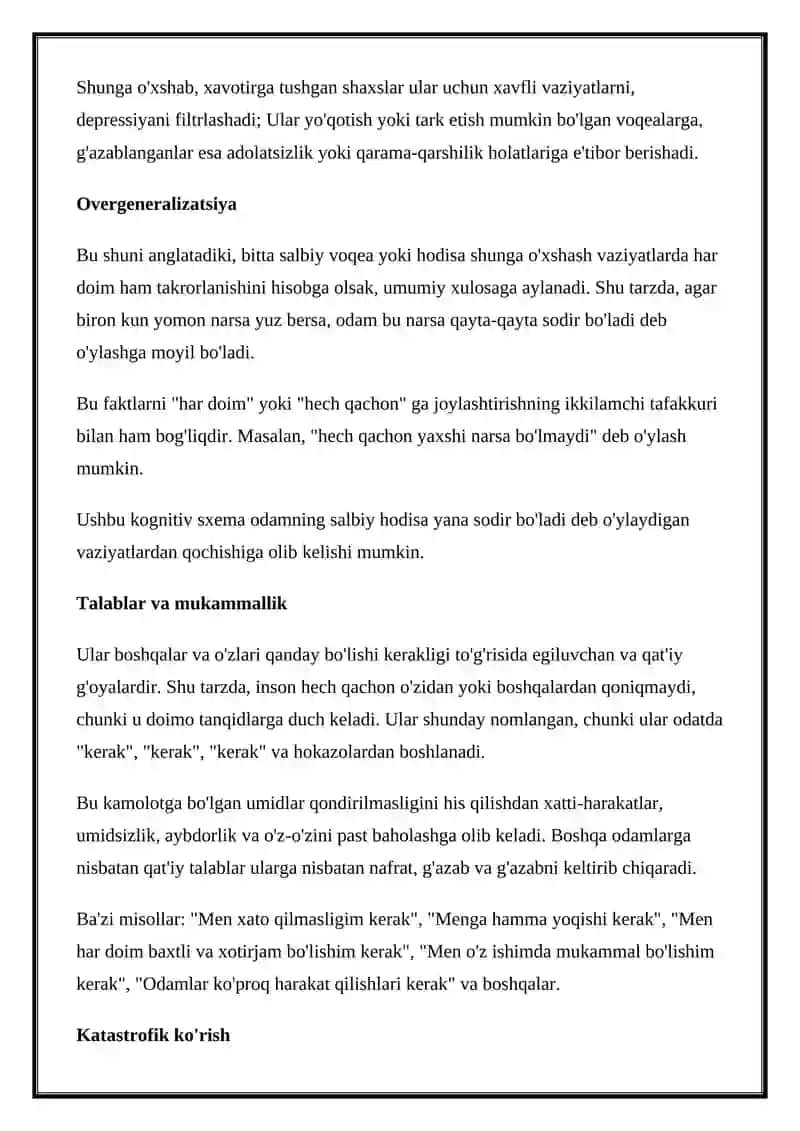 Kognitiv buzilishlar: xususiyatlari, turlari va misollari 3
