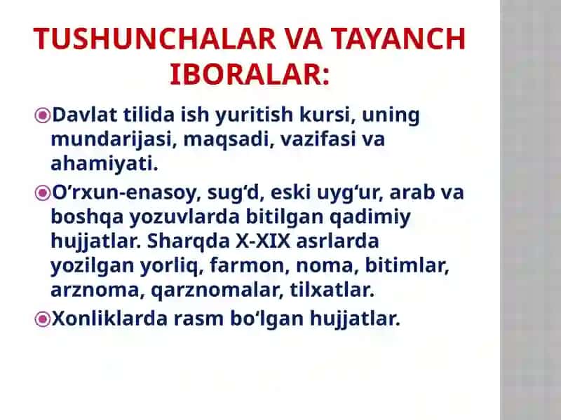 O'ZBEKISTONDA HUJJATCHILIK TARIXI 3