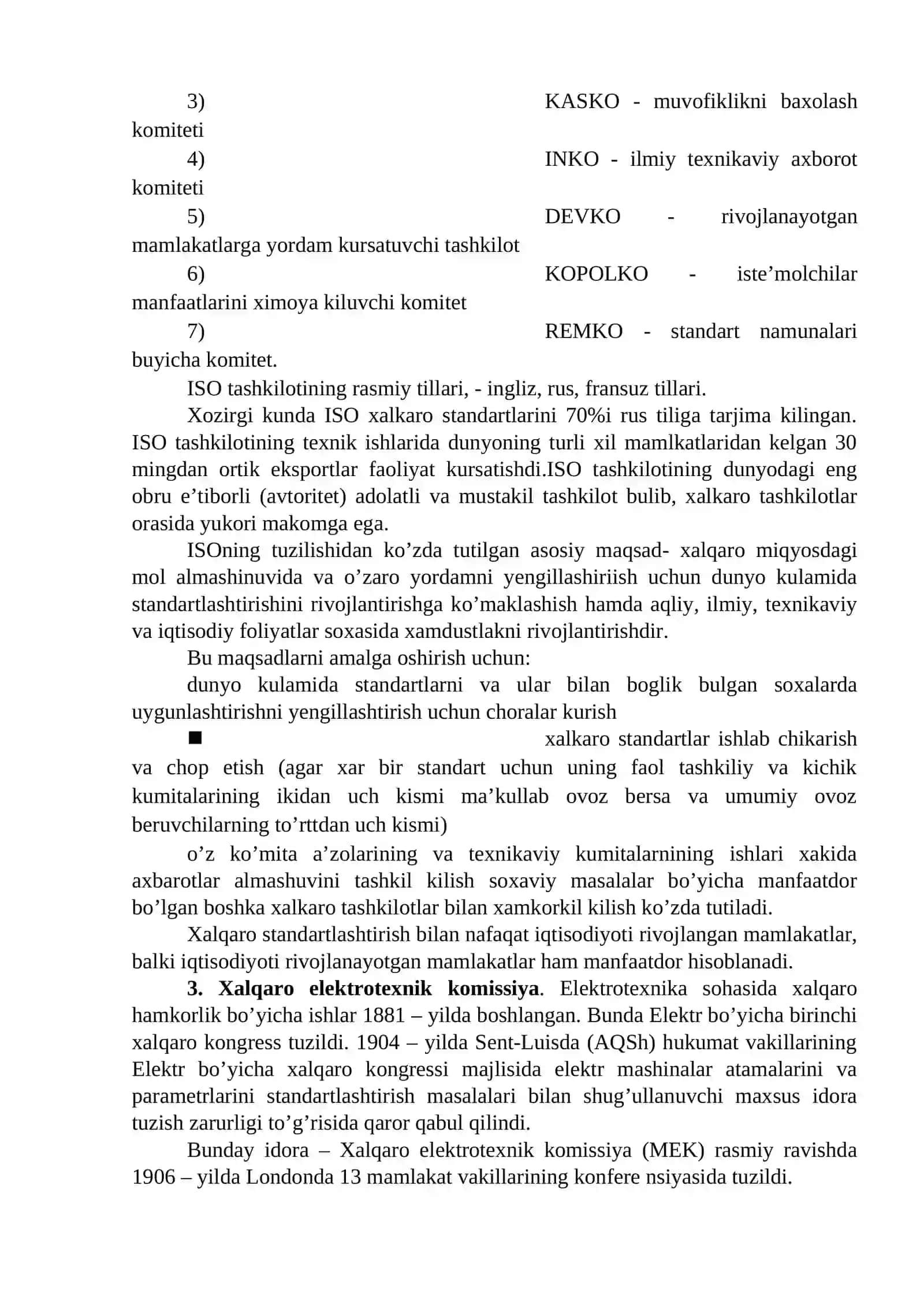 Xalqaro standartlashtirish bo’yicha tashkilotlar 3