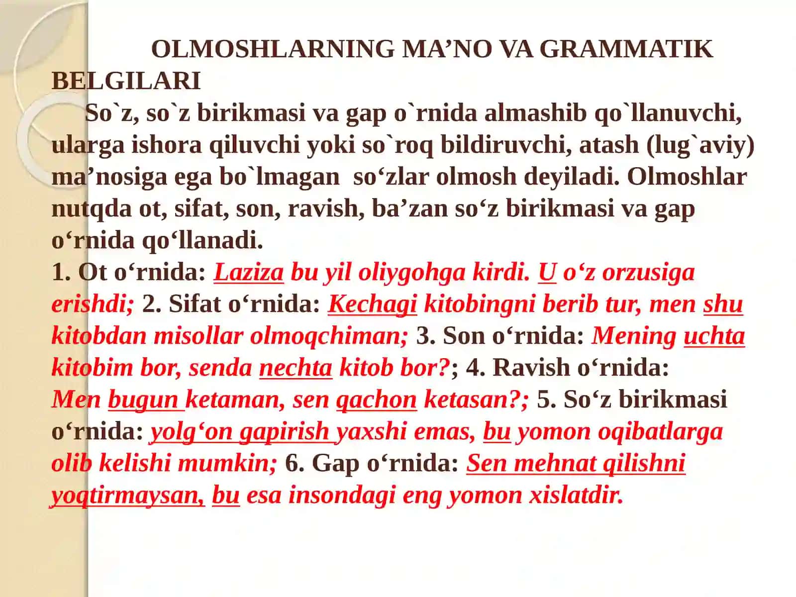 Olmosh so`z turkumi yuzasidan amaliy mashg`ulot 3