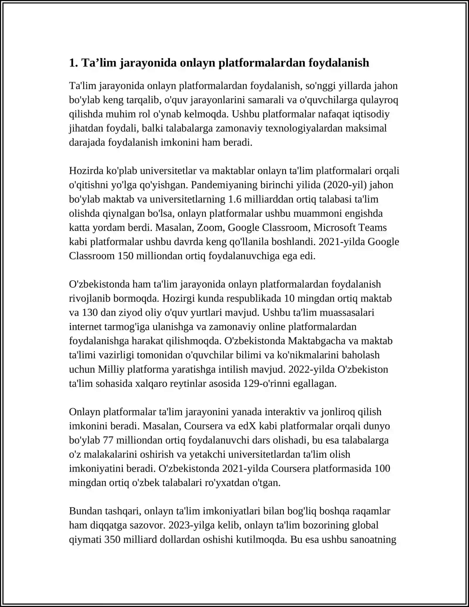 TAʼLIM JARAYONINI TASHKIL ETISHDA INTERNET XIZMATLARIDAN FOYDALANISH 3