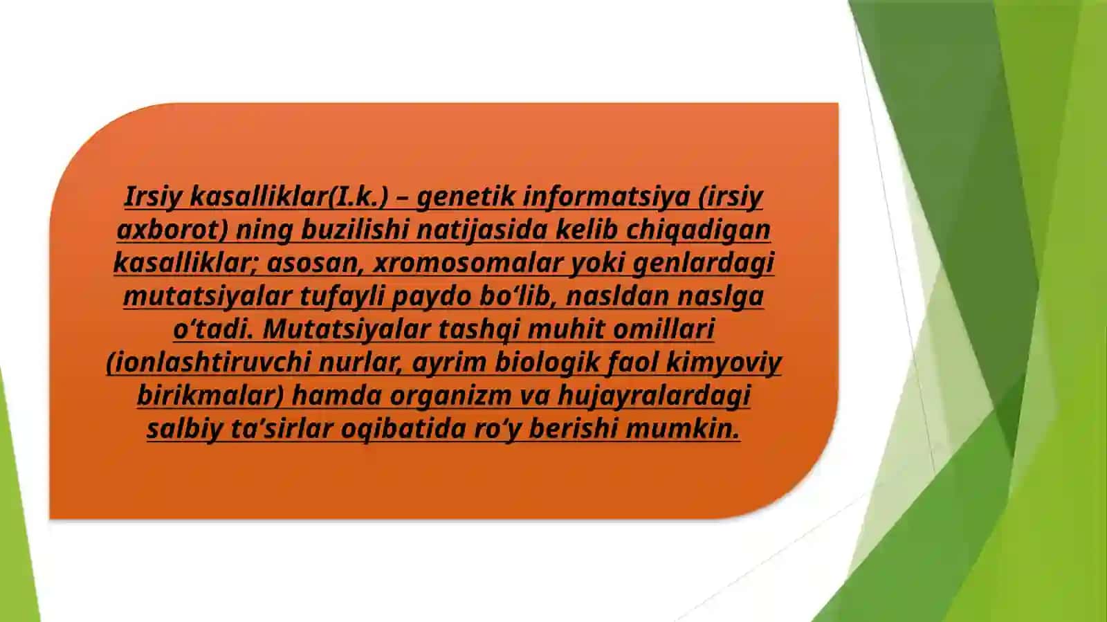 Irsiyat va irsiy kasalliklar 3