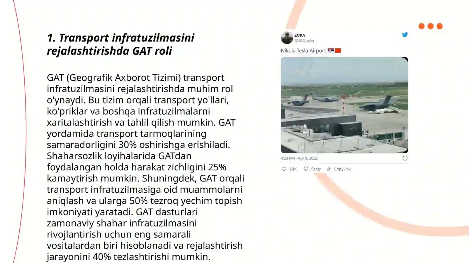 Transport infratuzilmasini rejalashtirishda GAT 3