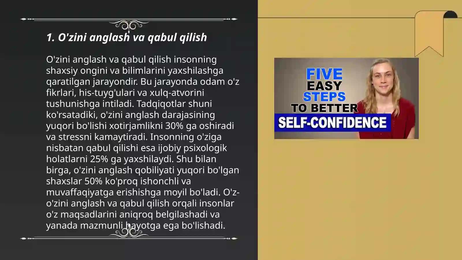 O'zini Anglash va Qabul Qilish 3