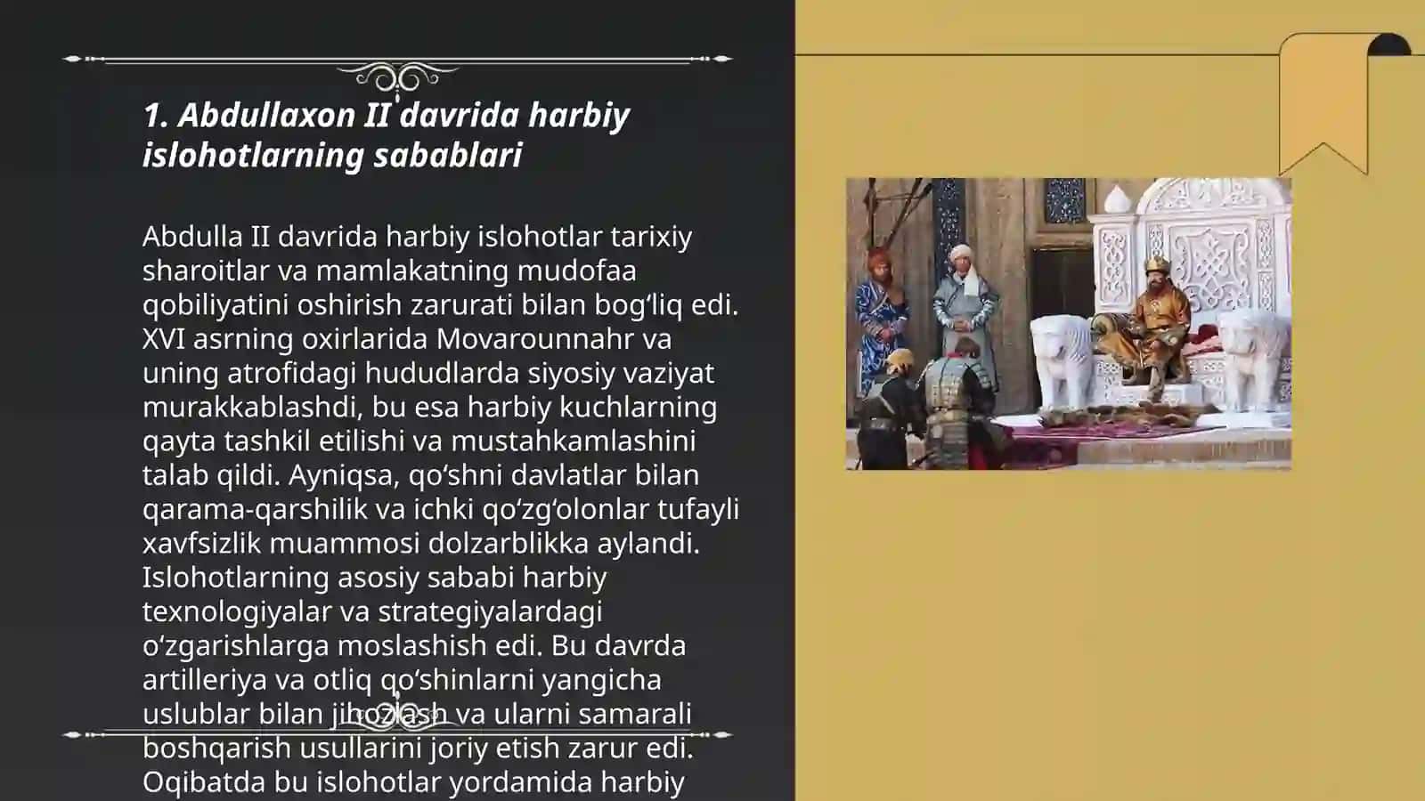 Abdullaxon II davrida harbiy islohotlar 3