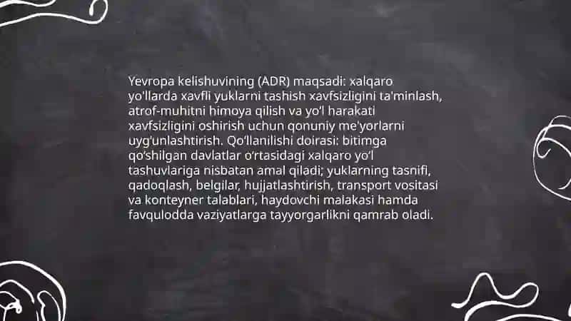 Xavfli yuklarni xalqaro yo'llarda tashish 3