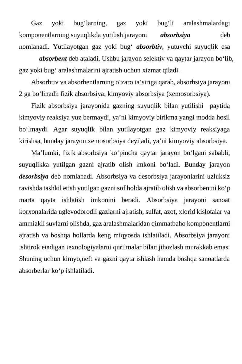 ADSURBERLAR ABSORBERLAR VA ULARNING AMALIYOTDA QO'LANISHI 3