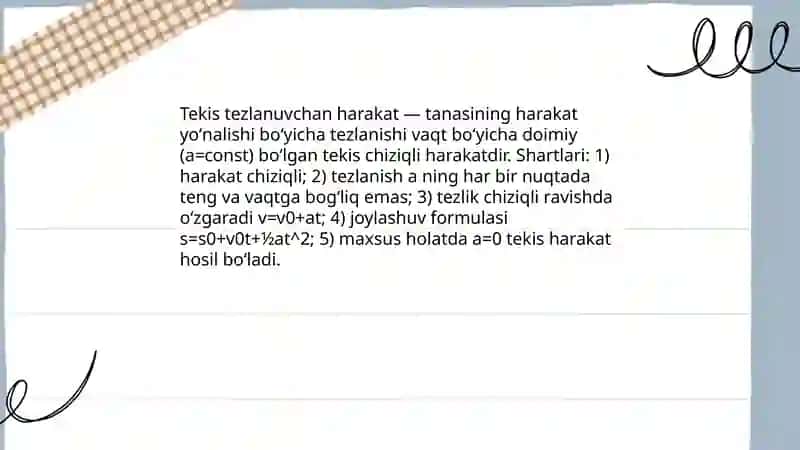 Tekis tezlanuvchan Harakat 3