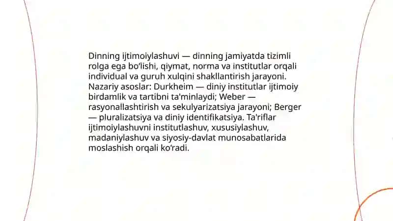Dinning ijtimoiylashuvi tushunchasi 3