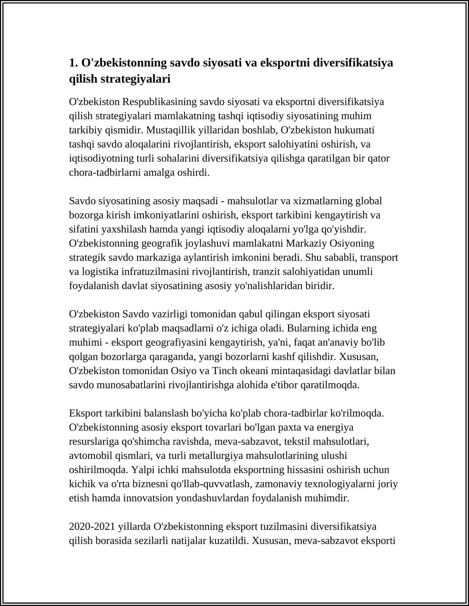 O'zbekistonning Tashqi Iqtisodiy Siyosati 3