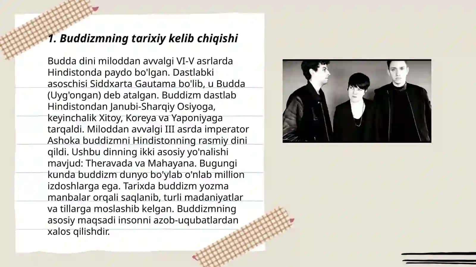 Buddaviylik dinining paydo boʻlish tarixi asosiy taʼlimotlari va manbalari 3