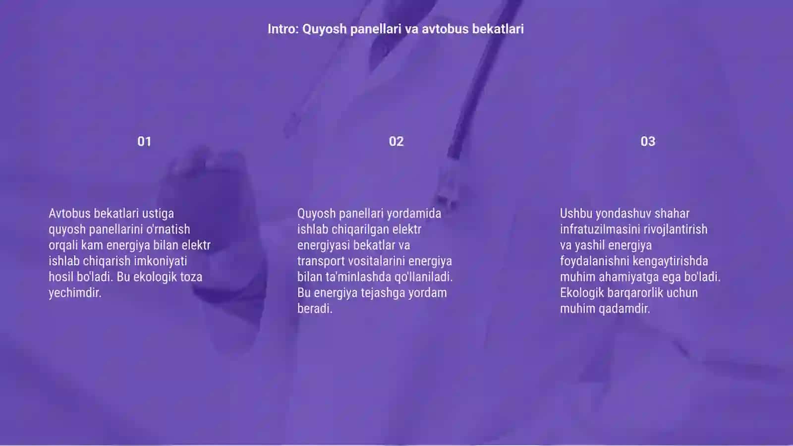 Avtobus bekatlari ustiga quyosh panellarini ornatish 3