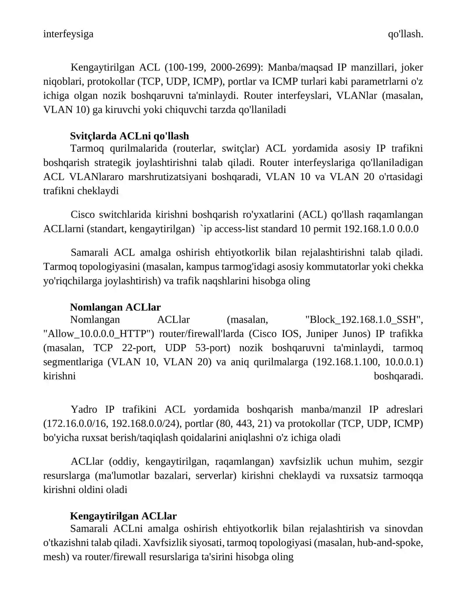 Ruxsat beruvchi ACL yordamida IP-trafikni boshqarish 3
