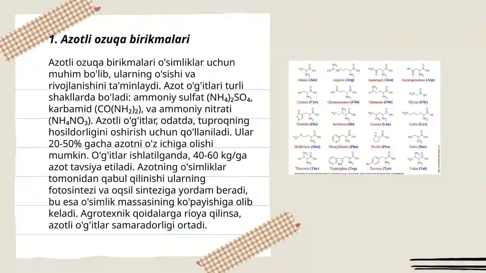 Azotli ozuqa birikmalari 3