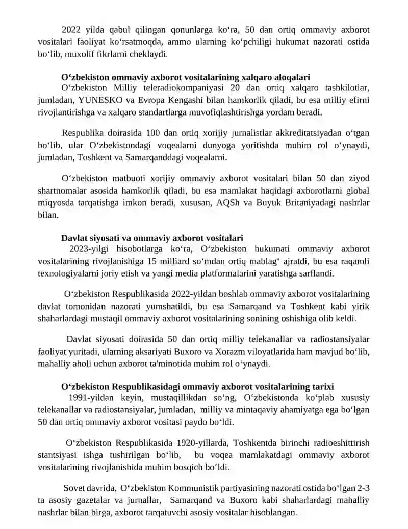 Ommaviy axborot vositalarining faoliyati 3