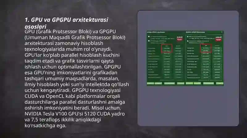 GPU va GPGPU arxitekturasi va o‘zaro ishlash prinsiplari 3