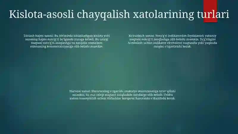 Kislota Asosli Titirlash Xatoliklari 3