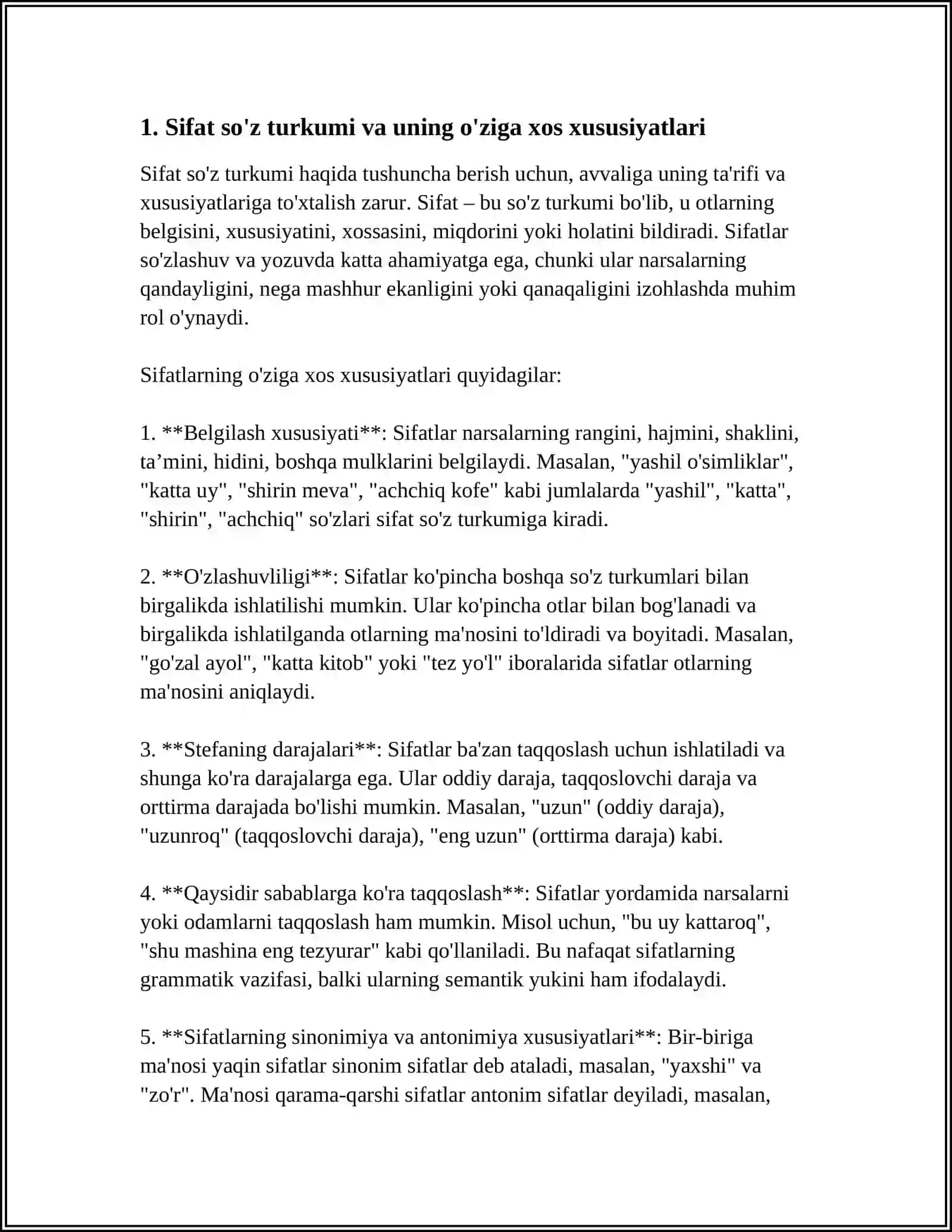SIFAT SOʻZ TURKUMINI OʻRGANISHDA LEKSIK SIMETIK MASHQLAR 3