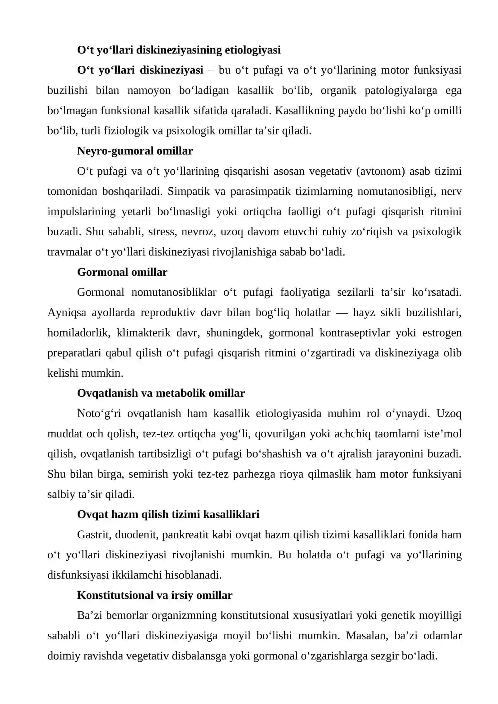 O‘t yo‘llari diskineziyasi 3