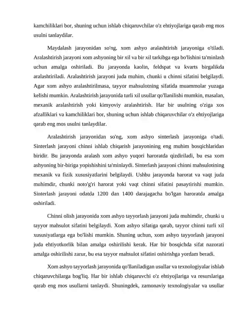 Chinni olish texnologiyasi. 3