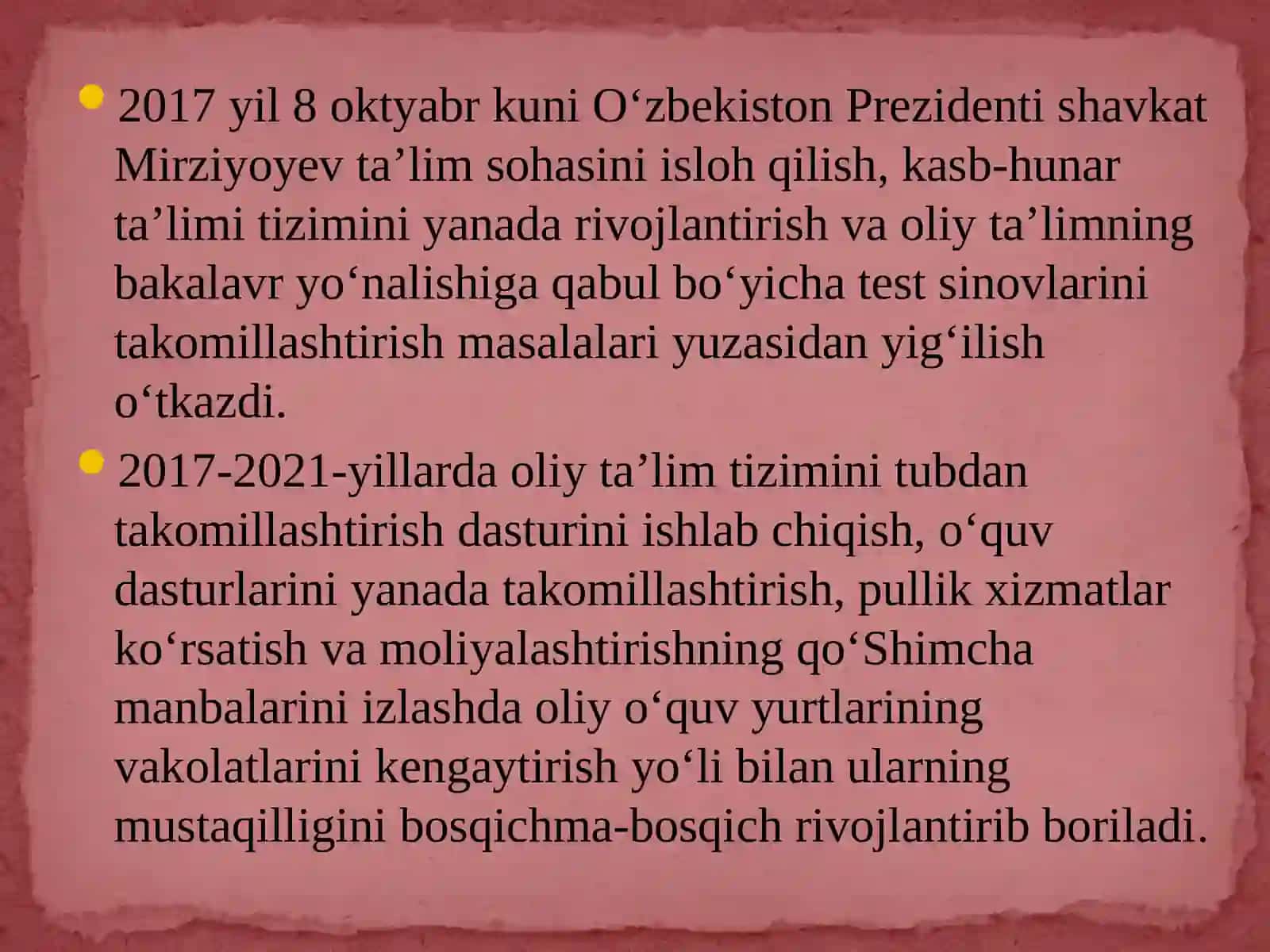 O‘zbekiston Respublikasi rivojining yangi bosqichida ta’lim-tarbiya islohotlari 3