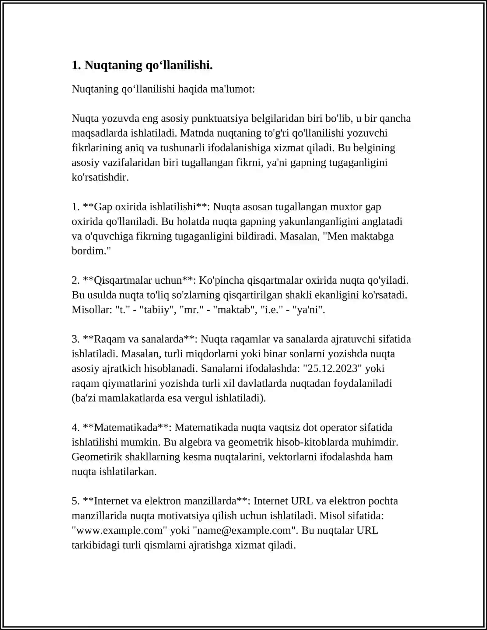 TINISH BELGILARINING QOʻLLANILISH OʻRINLARI 3