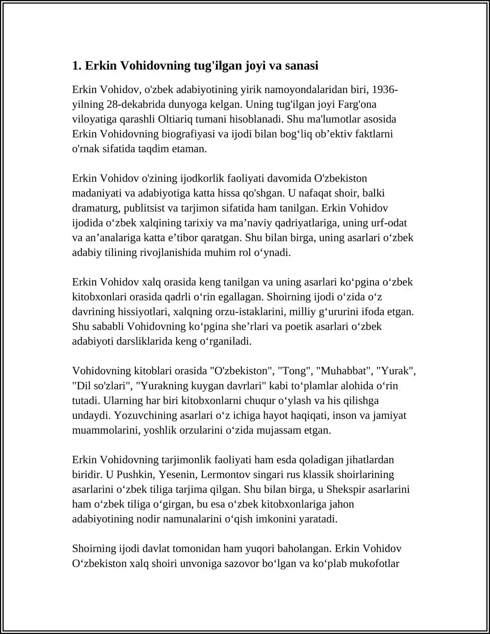 ERKIN VOHIDOV HAYOTI VA IJODI 3