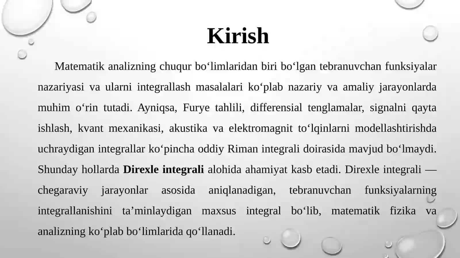 DIRIX LE INTEGRALI. LOKALIZATSIYALASH PRINSIPI 3