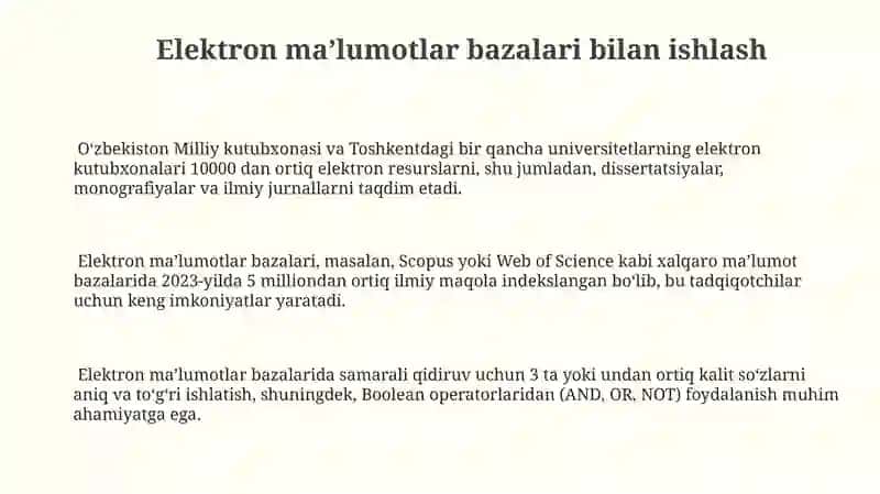Adabiyotlarni izlash va tanlash 3
