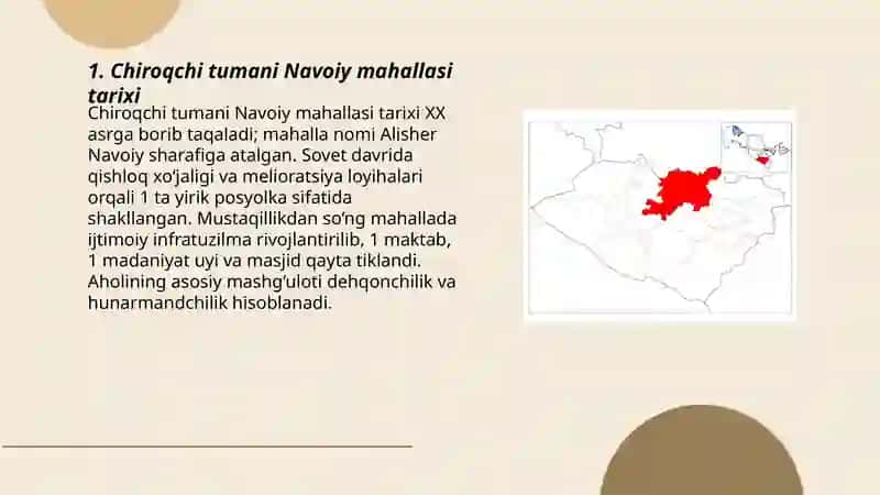Chiroqchi tumani Navoiy mahallasi tarixi 3