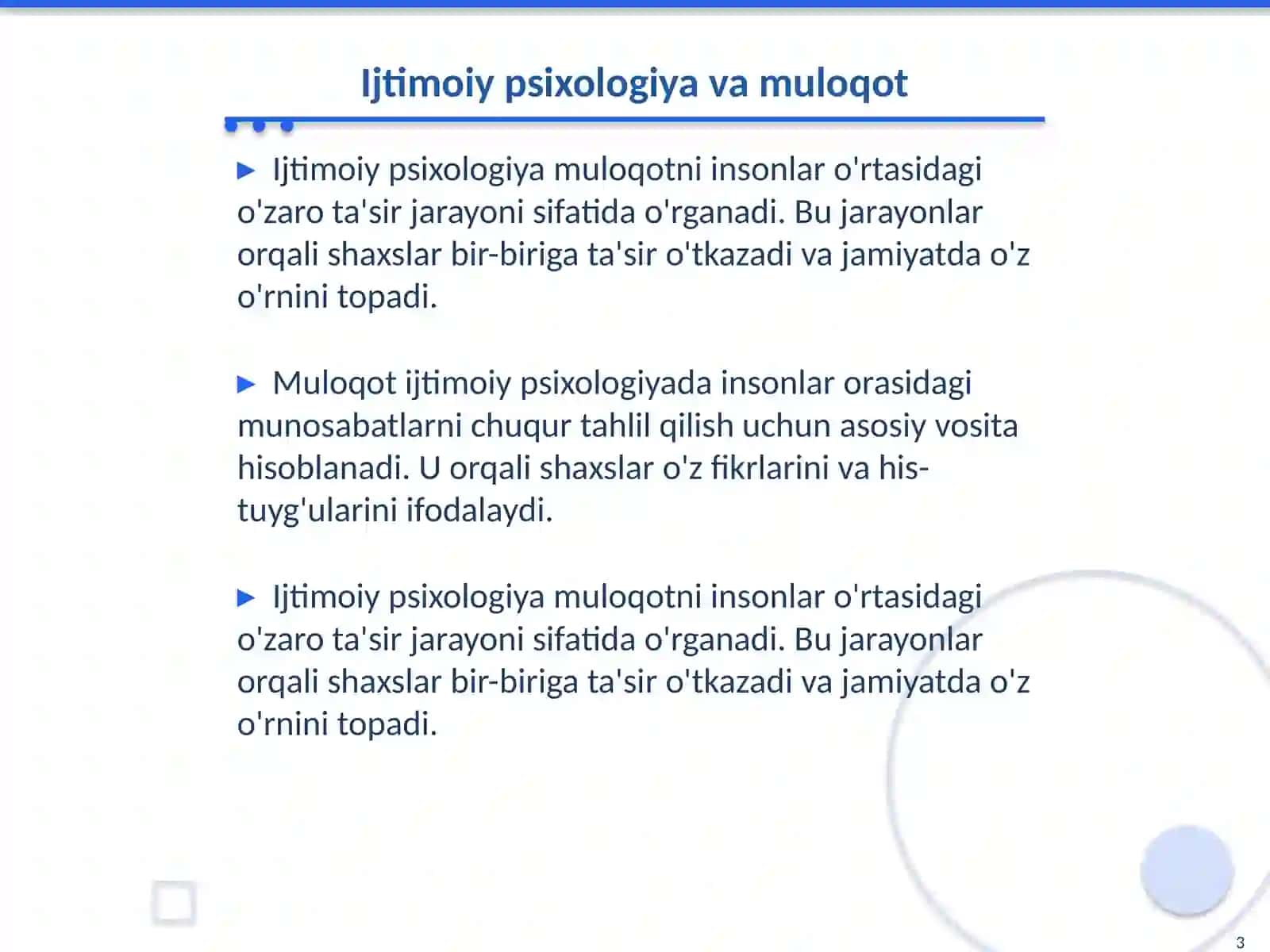 Muloqot va shaxslararo munosabatlar 3