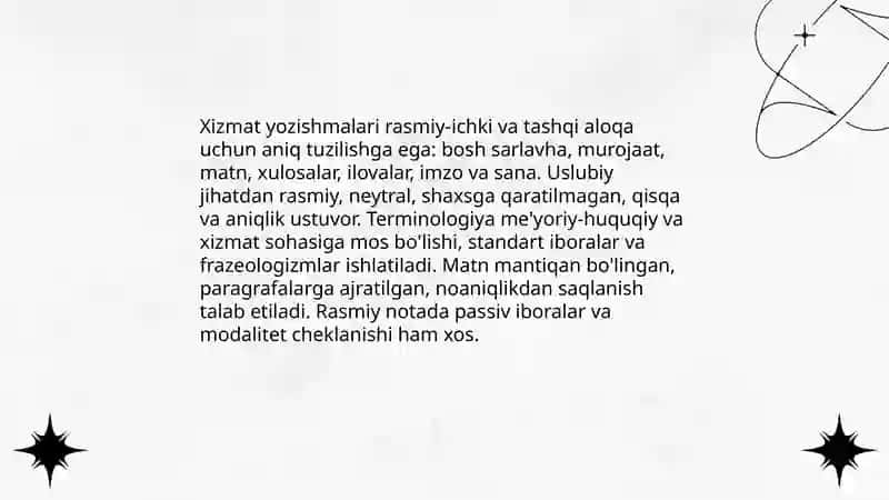 Xizmat yozishmalari 3