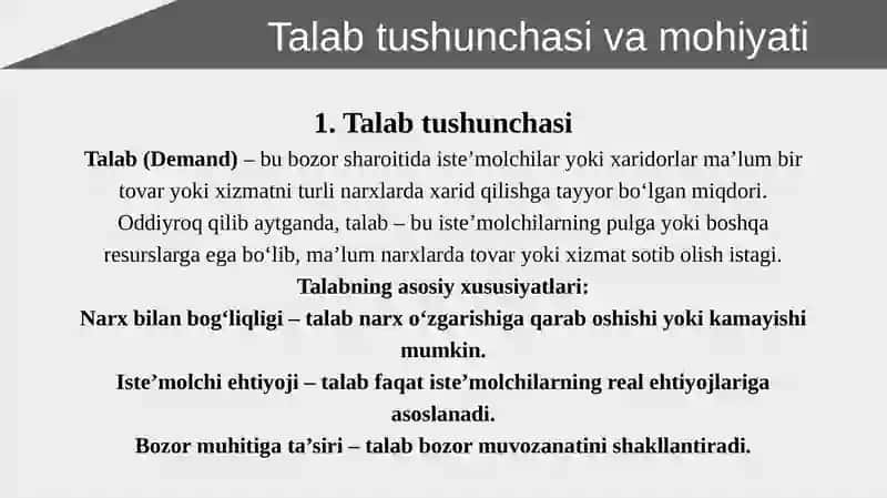 Aktivlar bozorida talab va taklif qonuni 3