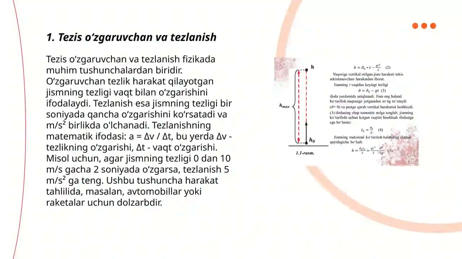 Tekis oʻzgaruvchan harakat tezligi 3
