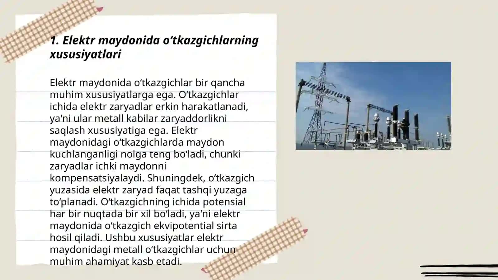 Elektr maydonida o‘tkazgichlar 3